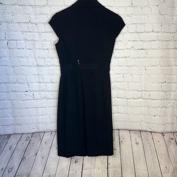 Calvin Klein Button Down Belted Black Dress Cap Sleeves size 6 - Picture 6 of 9